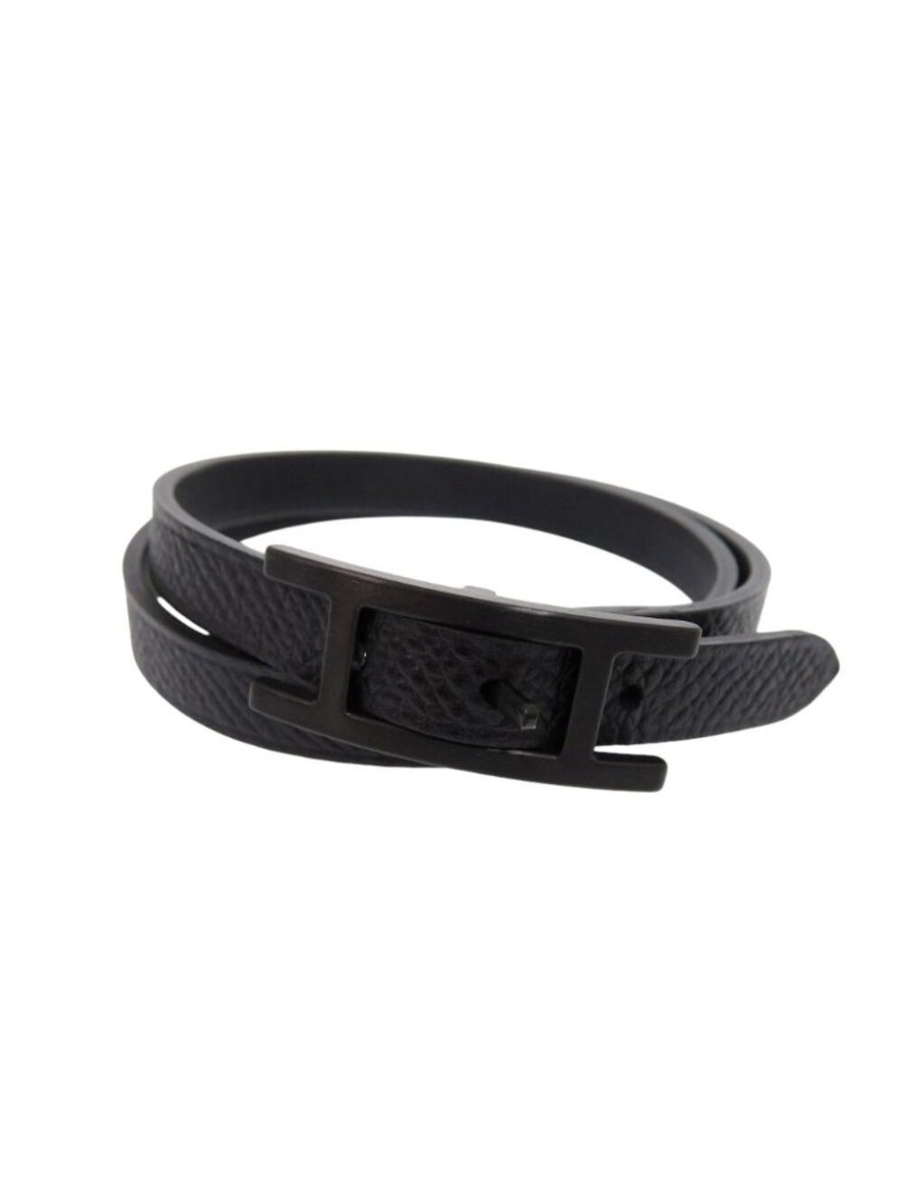 Hermes Behapi Double Tour Strand Veau Swift Black Monochrome Bracelet